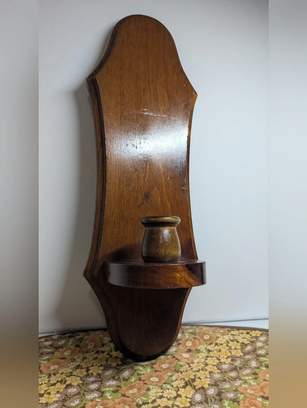 Vintage Wood Wall Sconce  Brown